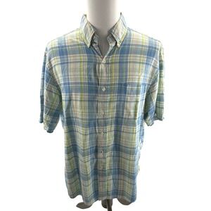 Ralph Lauren Sport Short Sleeve Plaid Button Down Shirt Mens XL Vintage